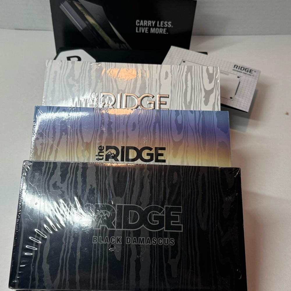 *SOLD*RIDGE Wallet Set - (3) DAMASCUS STEEL (STEEL, BURNT, BLACK) - Picture 1 of 12